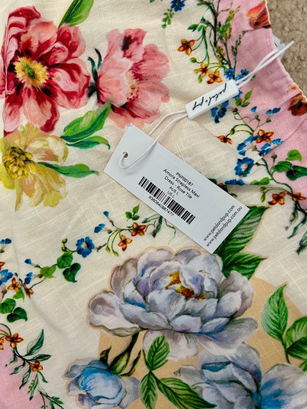 Petal & Pup Size Large NEW Amora Strapless Maxi Dress Bump Friendly Linen blend - Picture 2 of 9